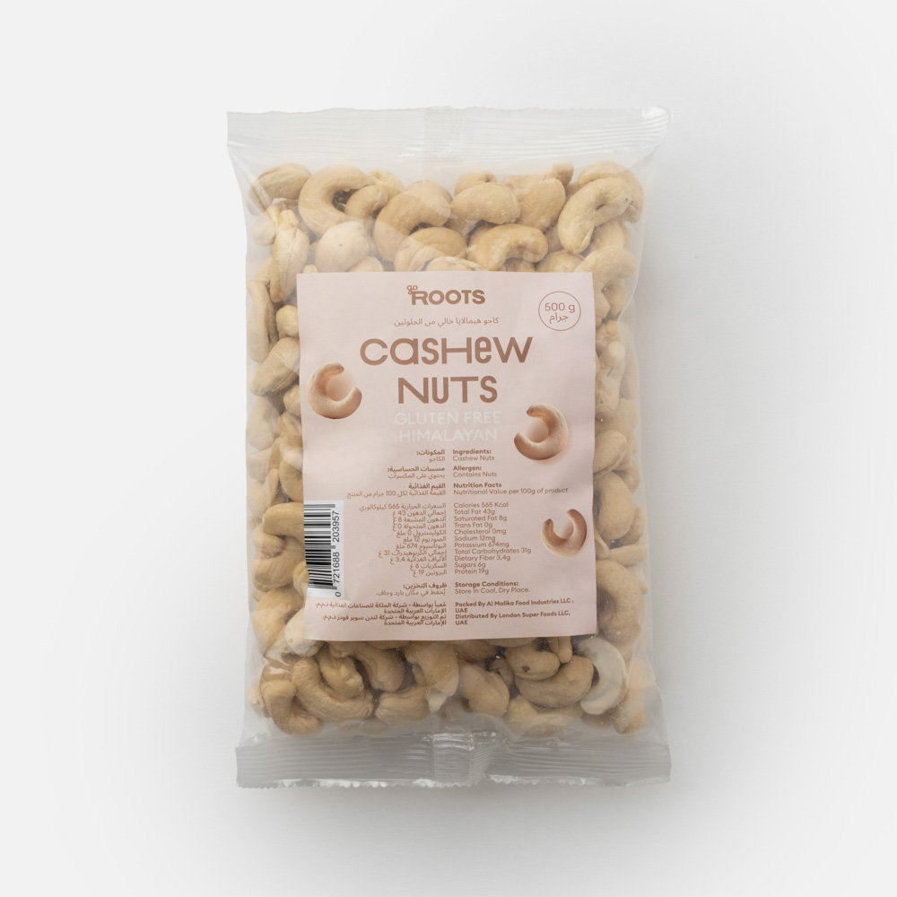 Roots Himalayan Natural Cashew Nuts W240 Gluten Free 500g