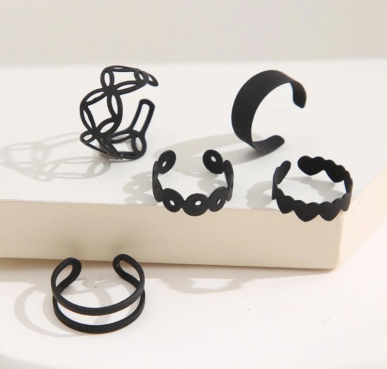 Beautful Plain Ring Set, Pack Of 5