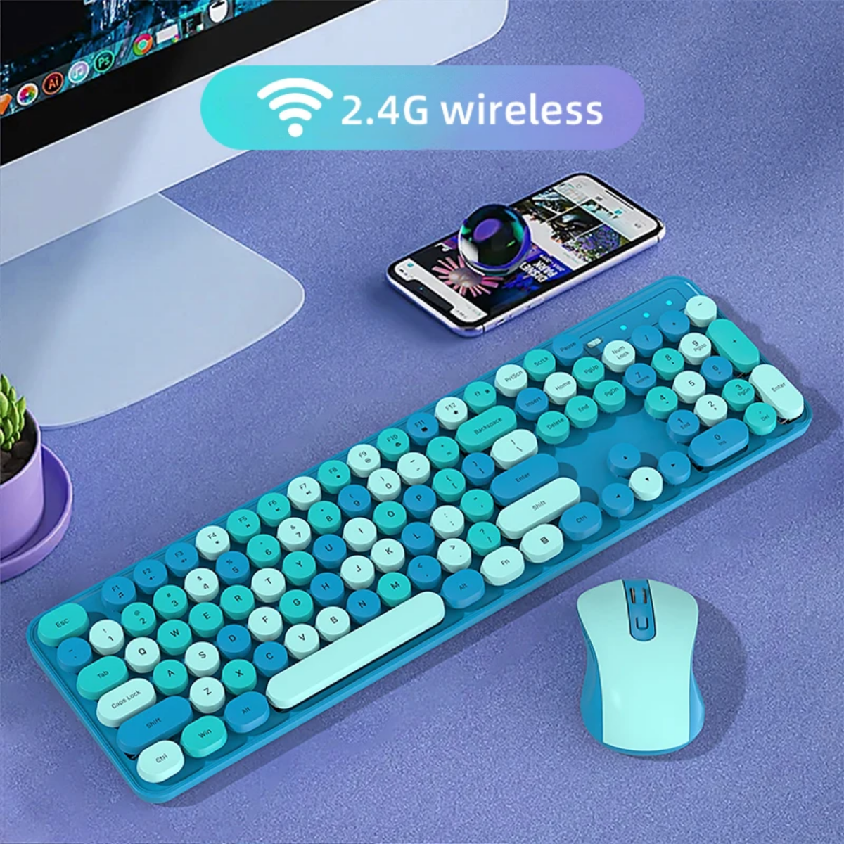 Round Keypad Wireless Keyboard & Mouse_1