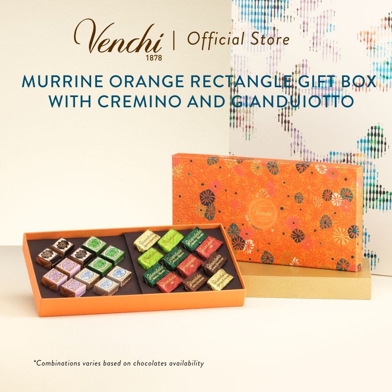  Murrine Orange Rectangle Giftbox with Cremino and Gianduiotto