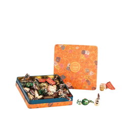  Murrine Orange Maxi Square Metal Tin with Assorted Chocolates