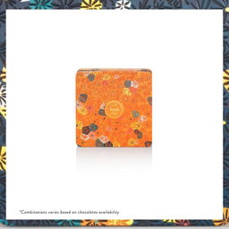  Murrine Orange Maxi Square Metal Tin with Assorted Chocolates