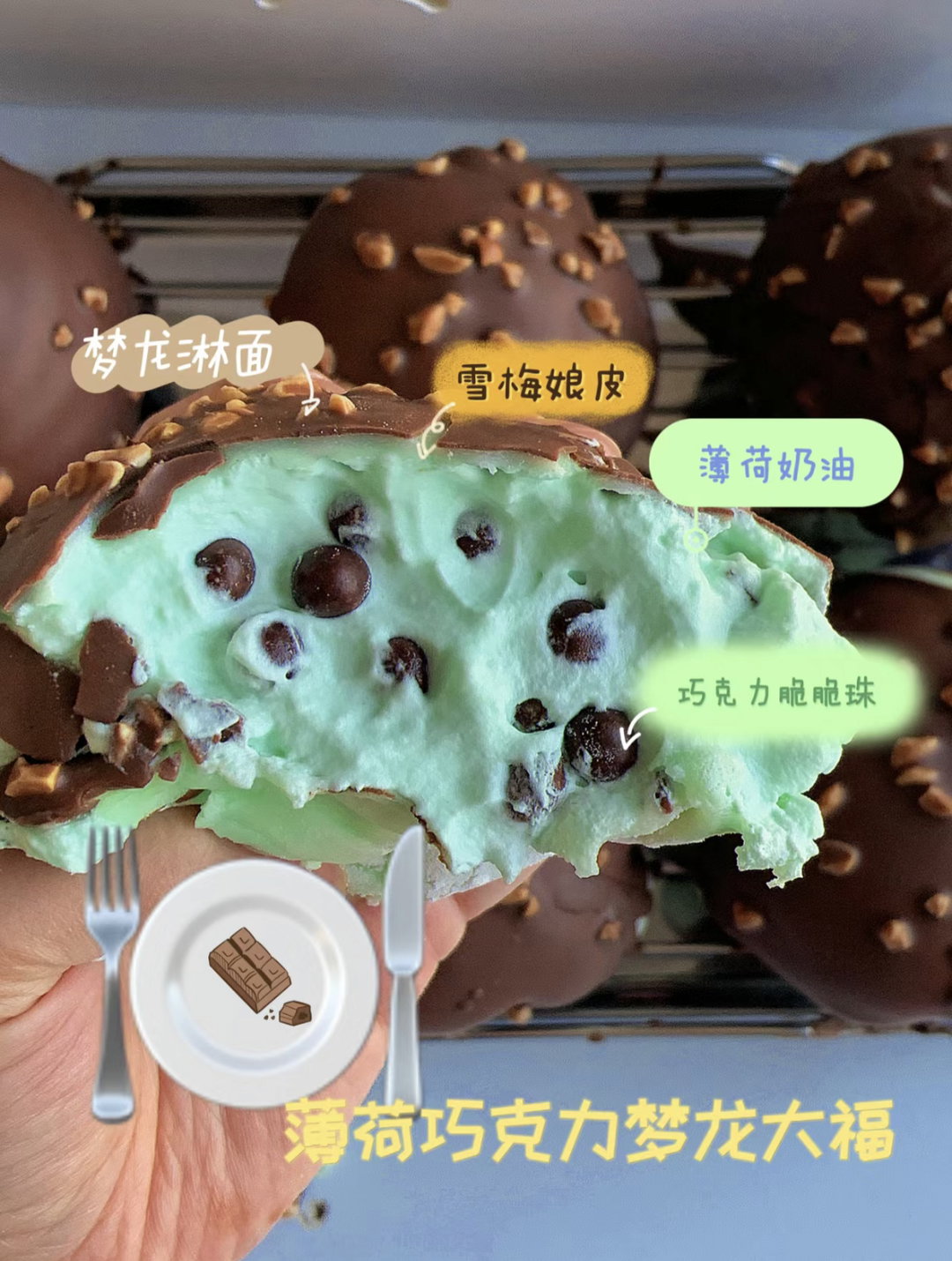 Mong Long Peppermint Choco Snow Ball Mochi 4pcs/box