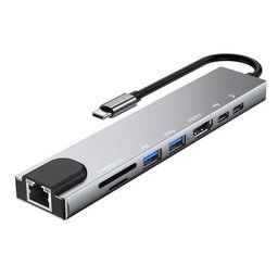 8-IN-1 USB C Hub Type-C Docking Station Multiport Adapter with 4K HD RJ45 Ethernet USB 3.0 PD Charging Port SD TF Card Reader Compatible with MacBook Chromebook Matebook NO5134