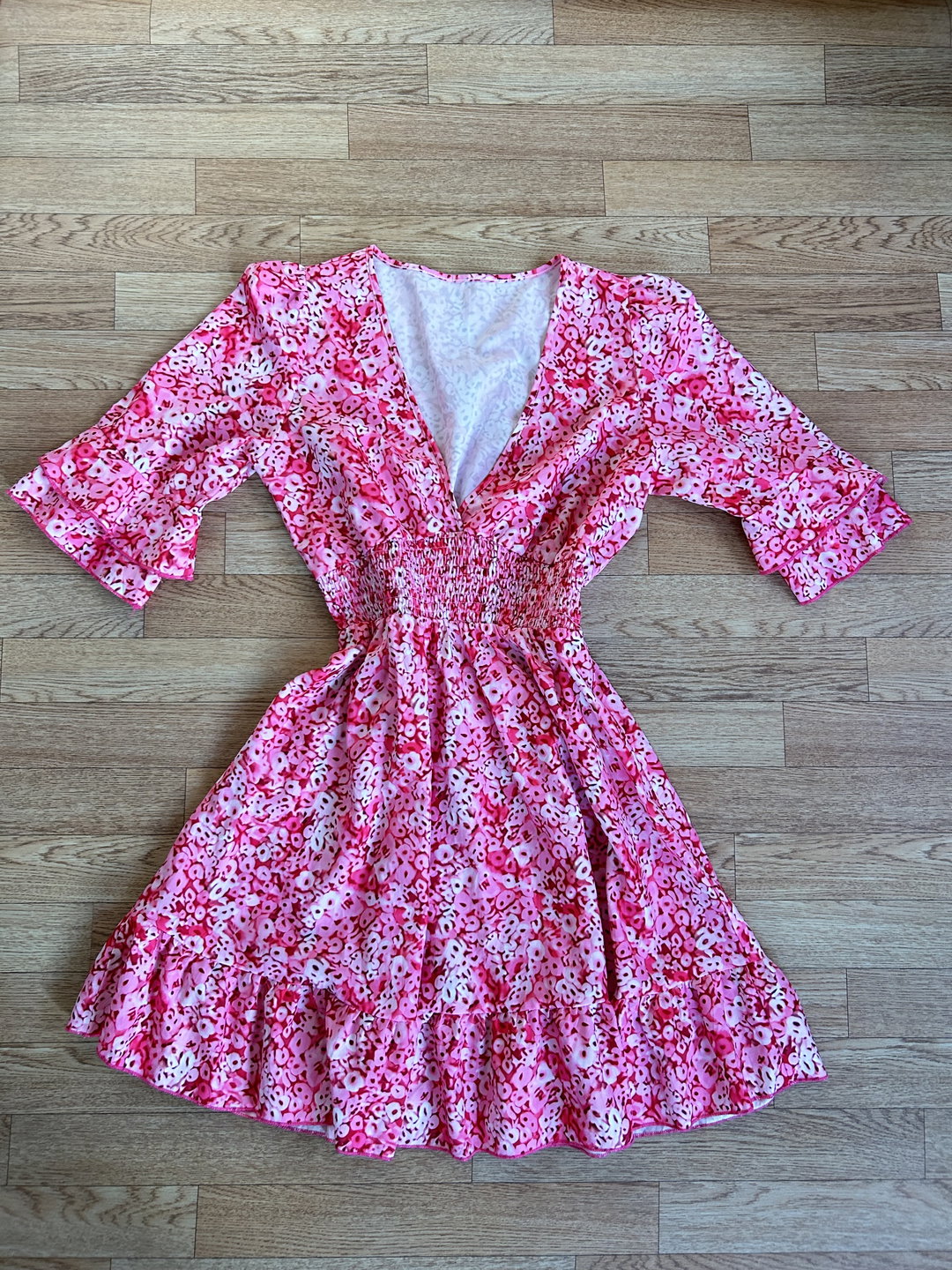 Mini dress pink de estampado floral S/M
