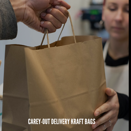 KRAFT DELIVERY TAKEOUT BAGS -15'' X 15'' X 7.5'' - BROWN - (WITH TWIST HANDLES) 