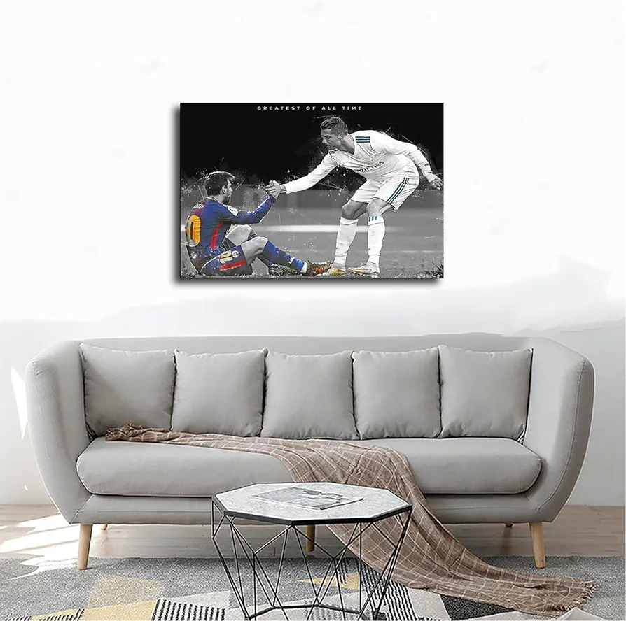 Messi Ronaldo GOAT Wall Decor Wooden_3