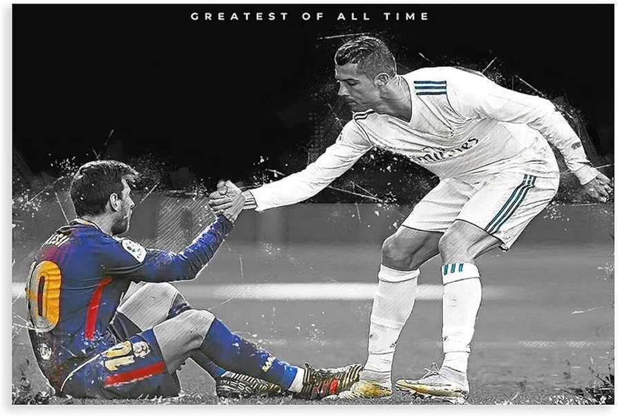 Messi Ronaldo GOAT Wall Decor Wooden_2