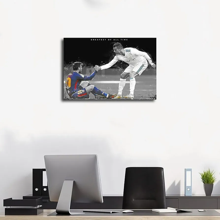Messi Ronaldo GOAT Wall Decor Wooden_1
