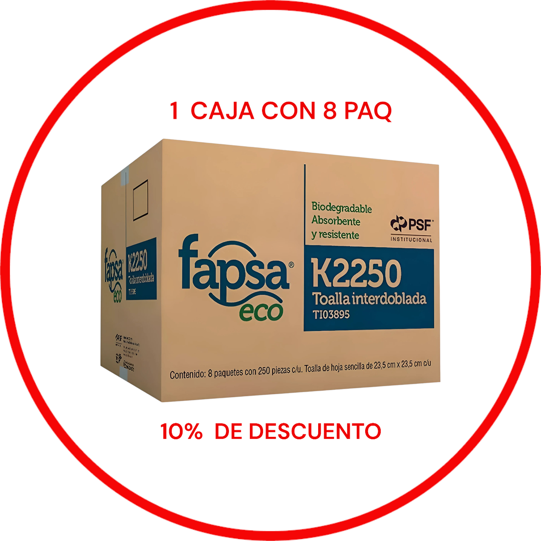 X CAJA DE TOALLA INTERDOBLADA CON 8 PAQ