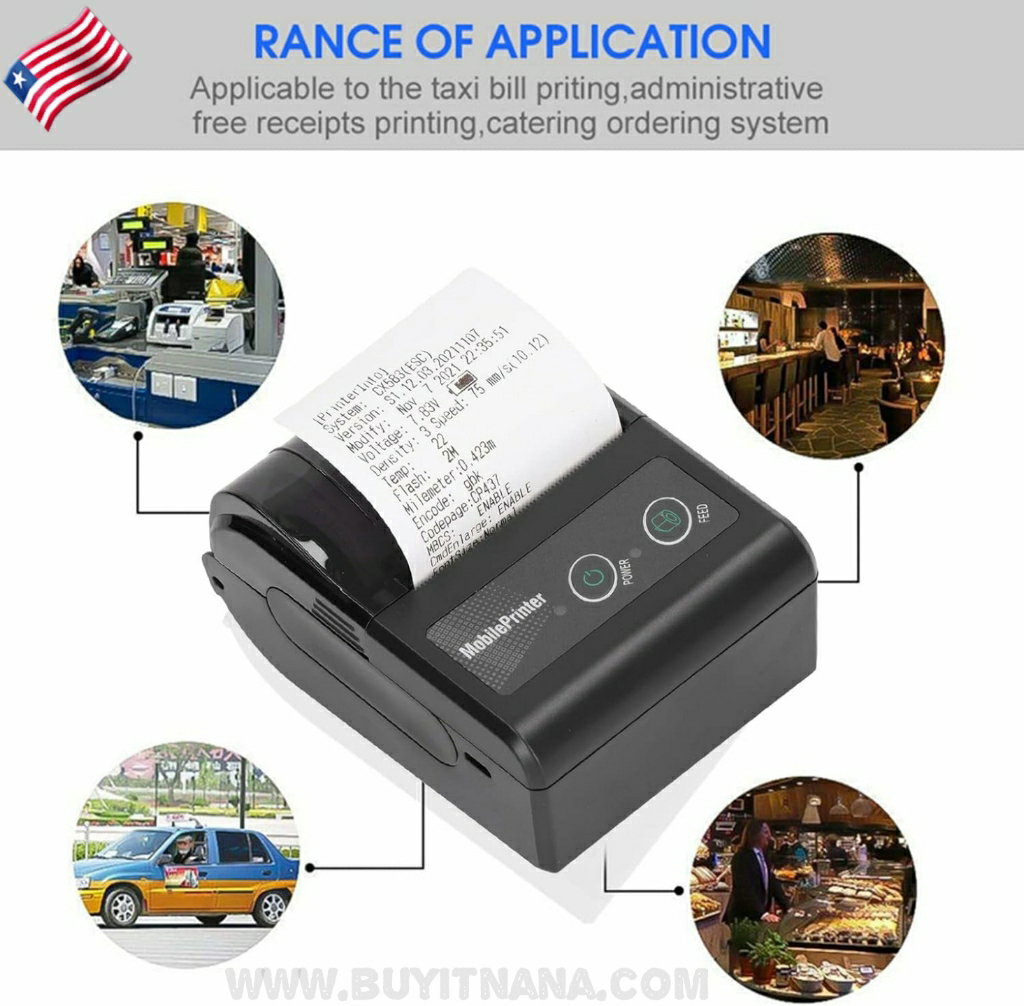BLUETOOTH RECEIPT PRINTER,  SMARTPHONE CONTROL 200dpi THERMAL LABELS,  PRINTER RECEIPTS, PRINTER WITH 1 ROLL, PRINTER PAPER PORTABLE AND COMPACT _1