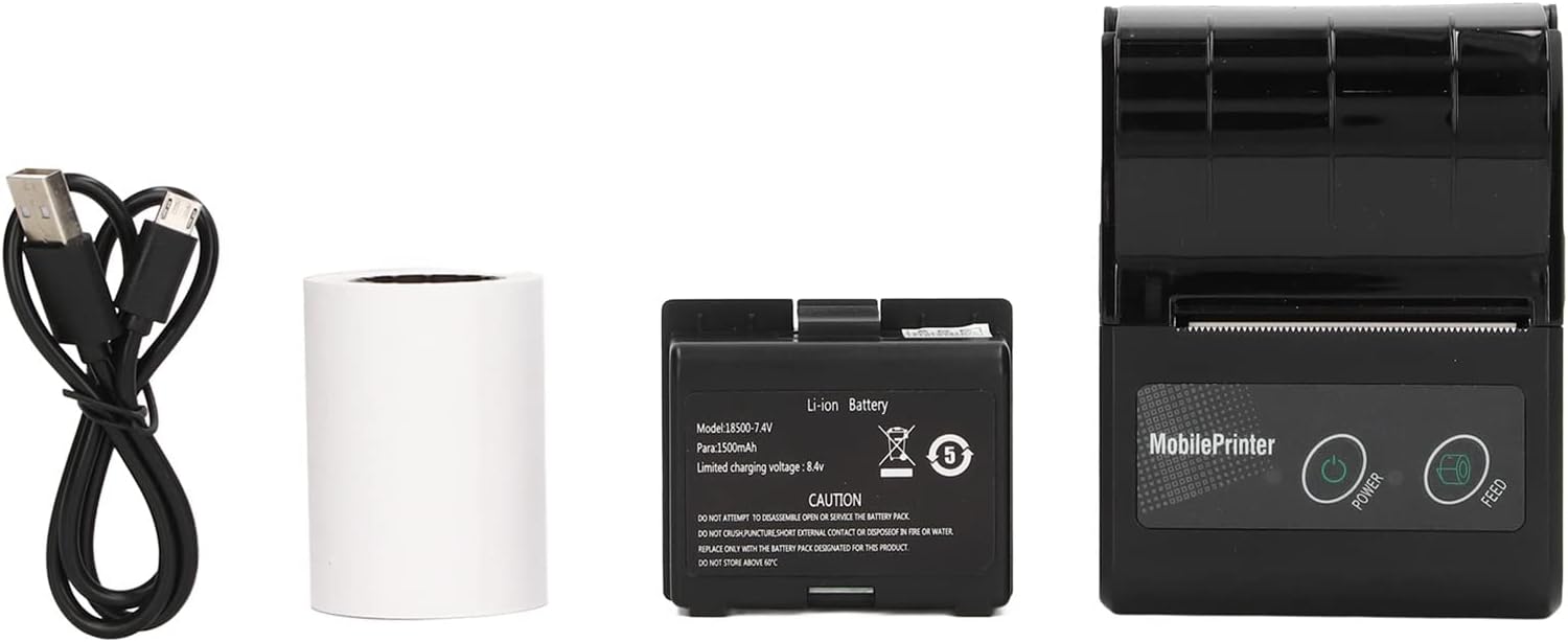 BLUETOOTH RECEIPT PRINTER,  SMARTPHONE CONTROL 200dpi THERMAL LABELS,  PRINTER RECEIPTS, PRINTER WITH 1 ROLL, PRINTER PAPER PORTABLE AND COMPACT _5