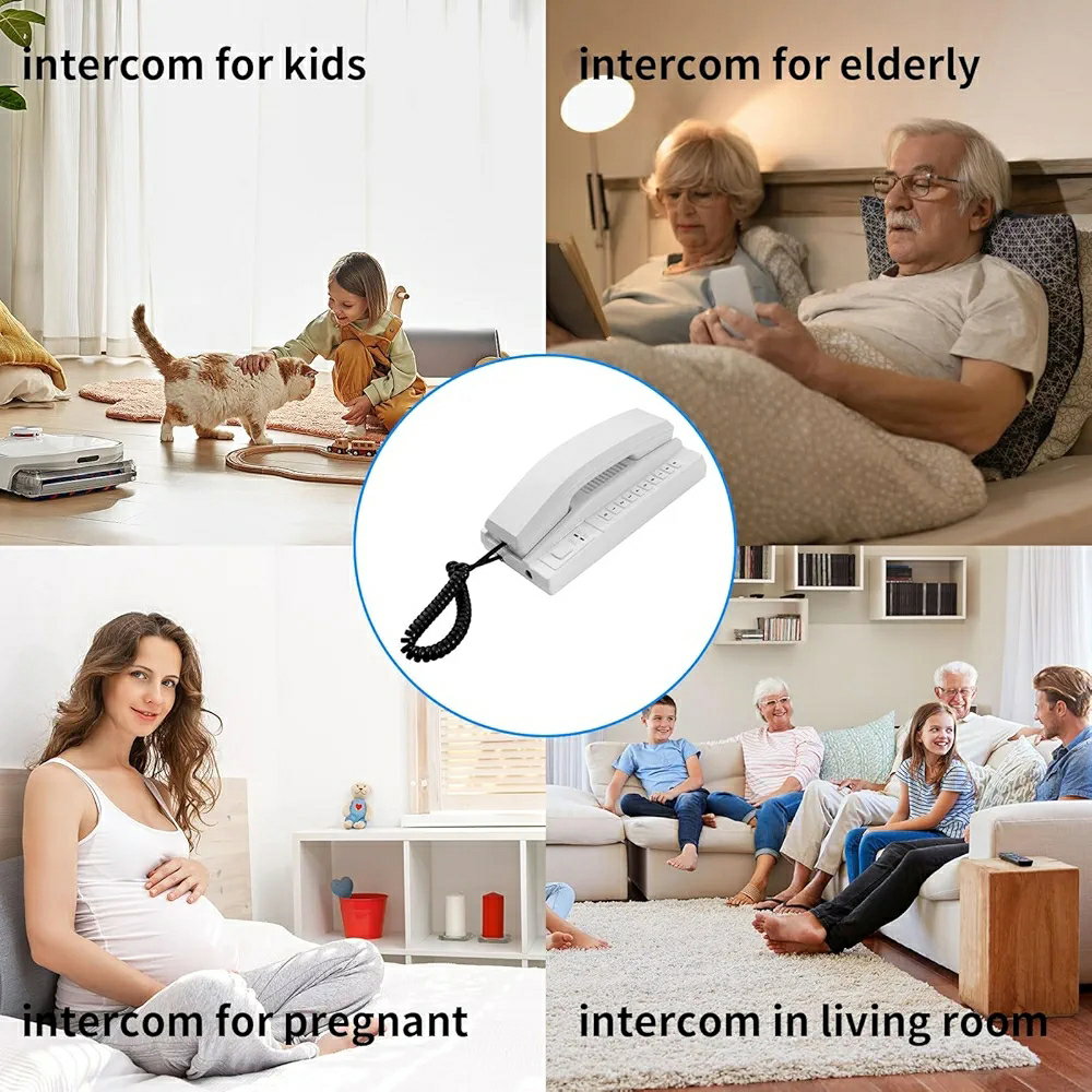 Wireless Business Intercom System, Home Intercom System, Room-to-Room Intercom Phone for Elderly, 1000m Range, Battery Powered Intercom for Home, Office, Hospital,_2