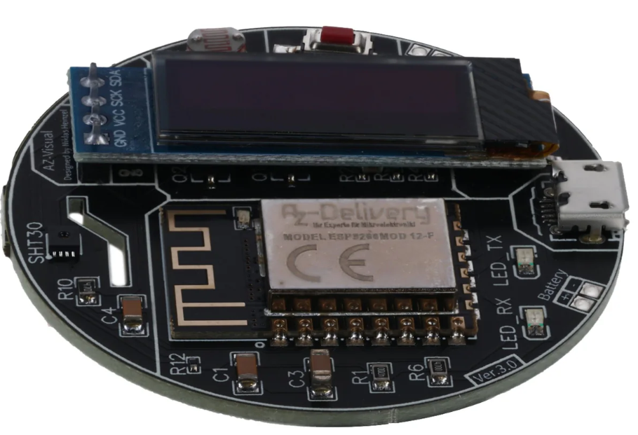AZ-Visual - ESP8266-12F development board with temperature, humidity and ambient light sensor (SHT30 and LDR) + OLED display 0.91"_0