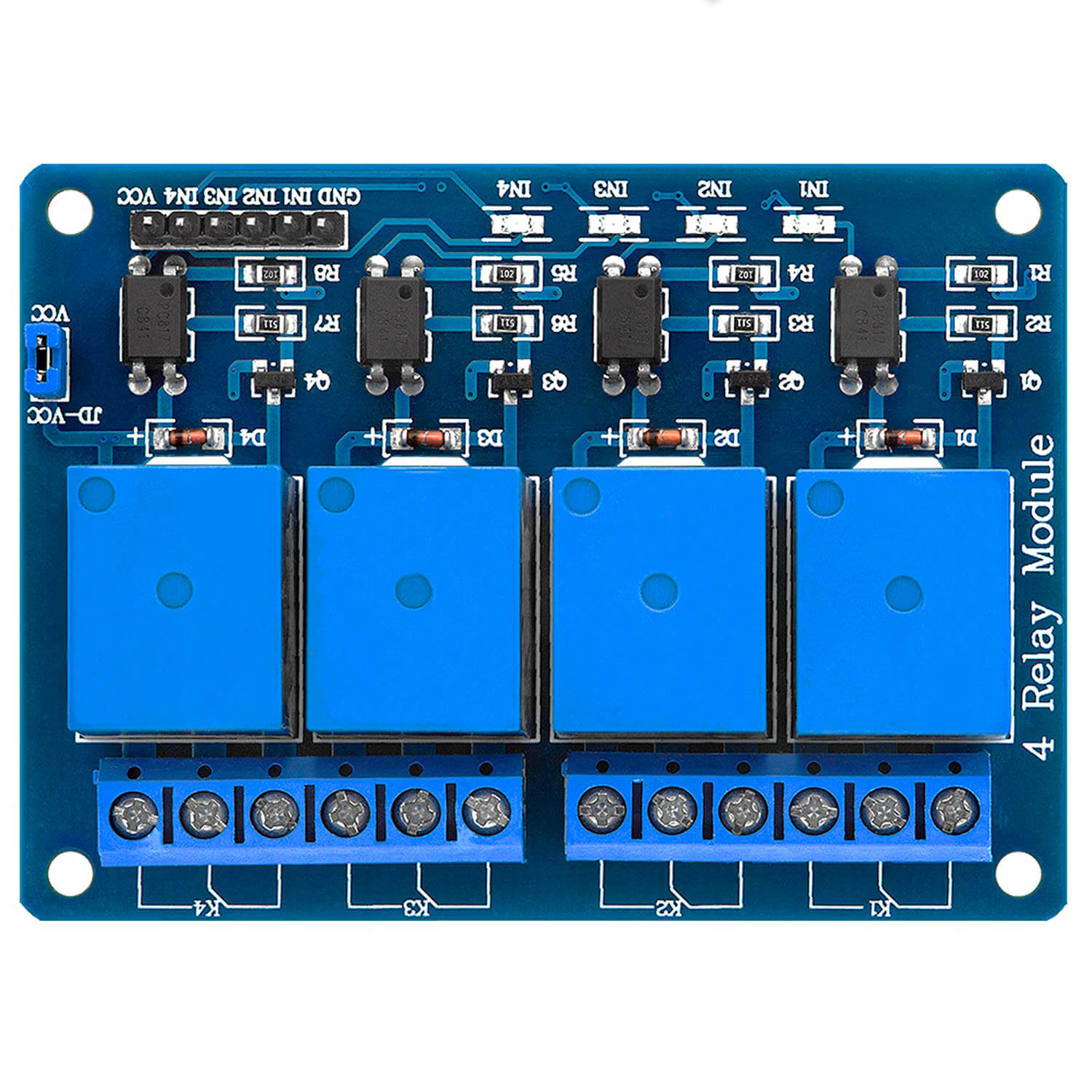 4-channel relay module 5V with optocoupler low-level trigger compatible with Arduino and Raspberry Pi_0