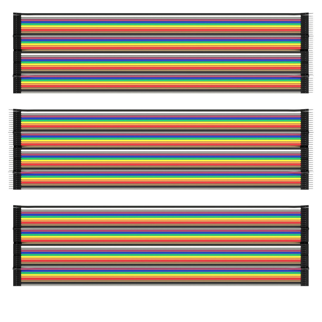 Jumper Wire cable 3 x 40 pcs. 20 cm M2M / F2M / F2F compatible with Arduino and Raspberry Pi Breadboard
