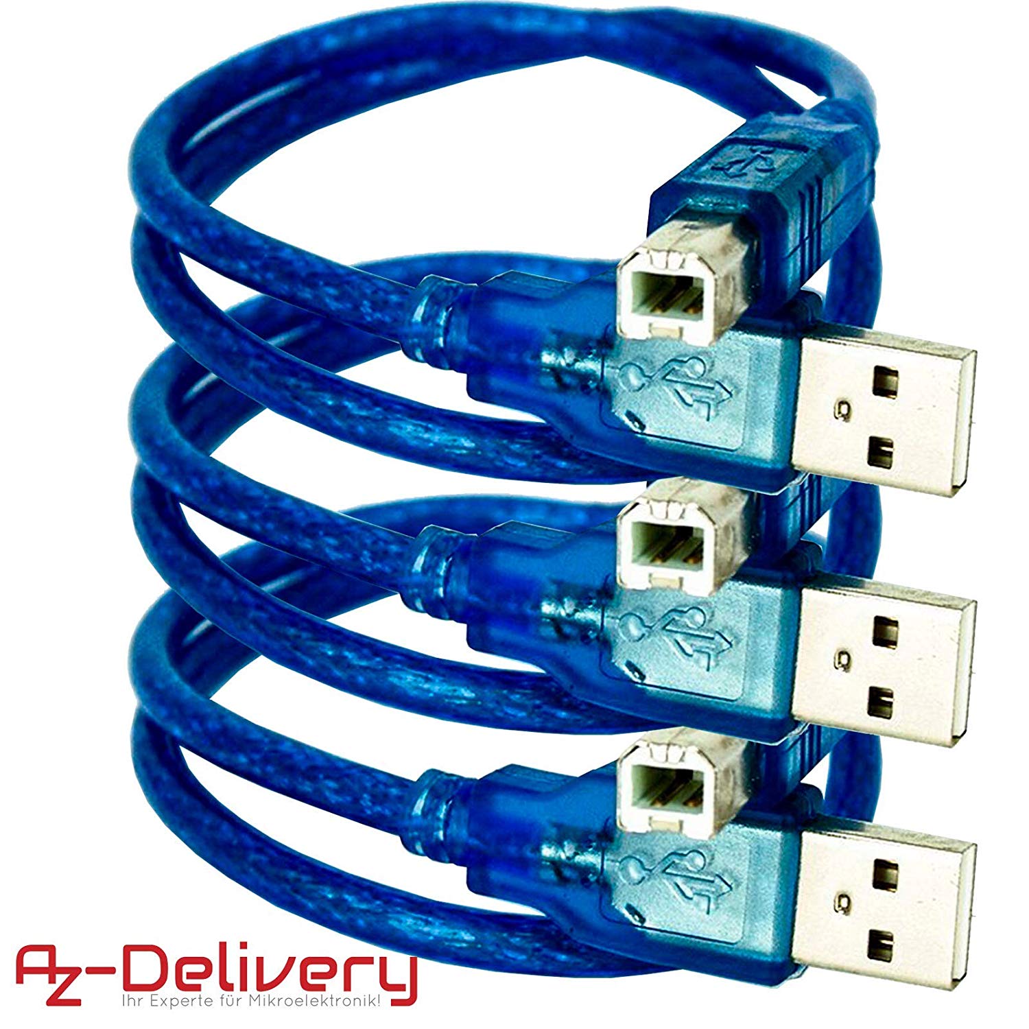 Blue USB-B to USB-A cable compatible with UNO R3 and Mega 2560 and any Arduino development boards and microcontrollers_1