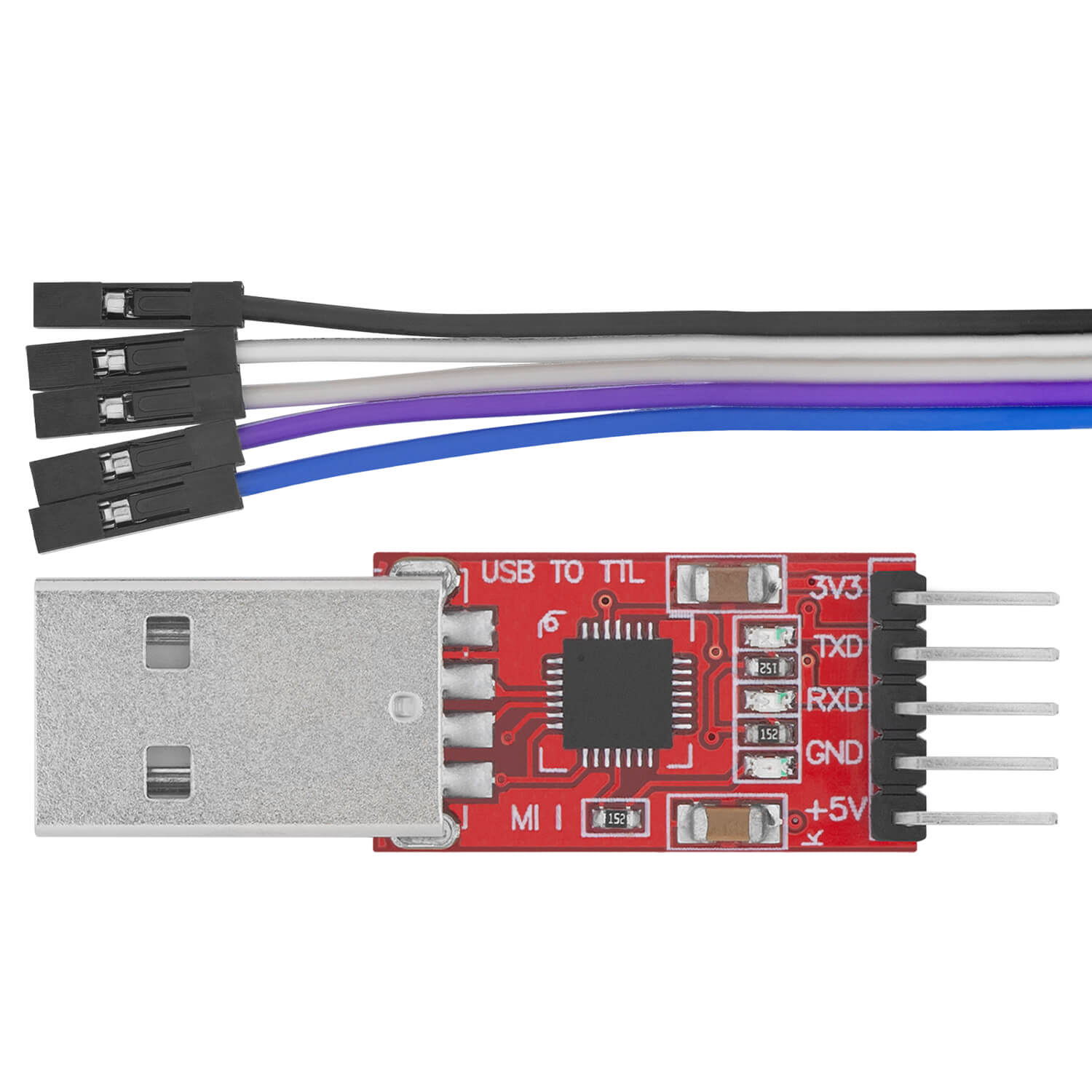 CP2102 USB to TTL Converter HW-598 for 3.3V and 5V with jumper cable_0