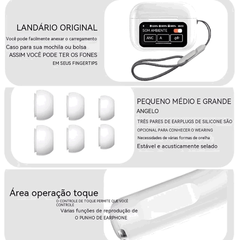 Fones de Ouvidos Sem Fio com Redução de Ruido ANC/ENC_2