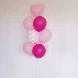 24" Mini bubble balloon with Clay flower_half fill_pink&gold