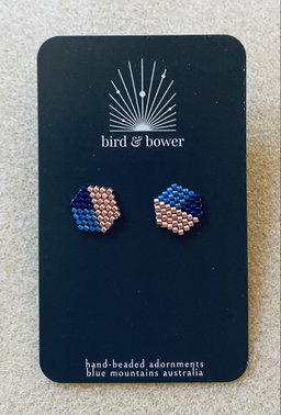 Gold Geo Studs - Luminous Cobalt