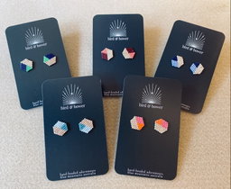 Silver Geo Studs - Bayberry Blue