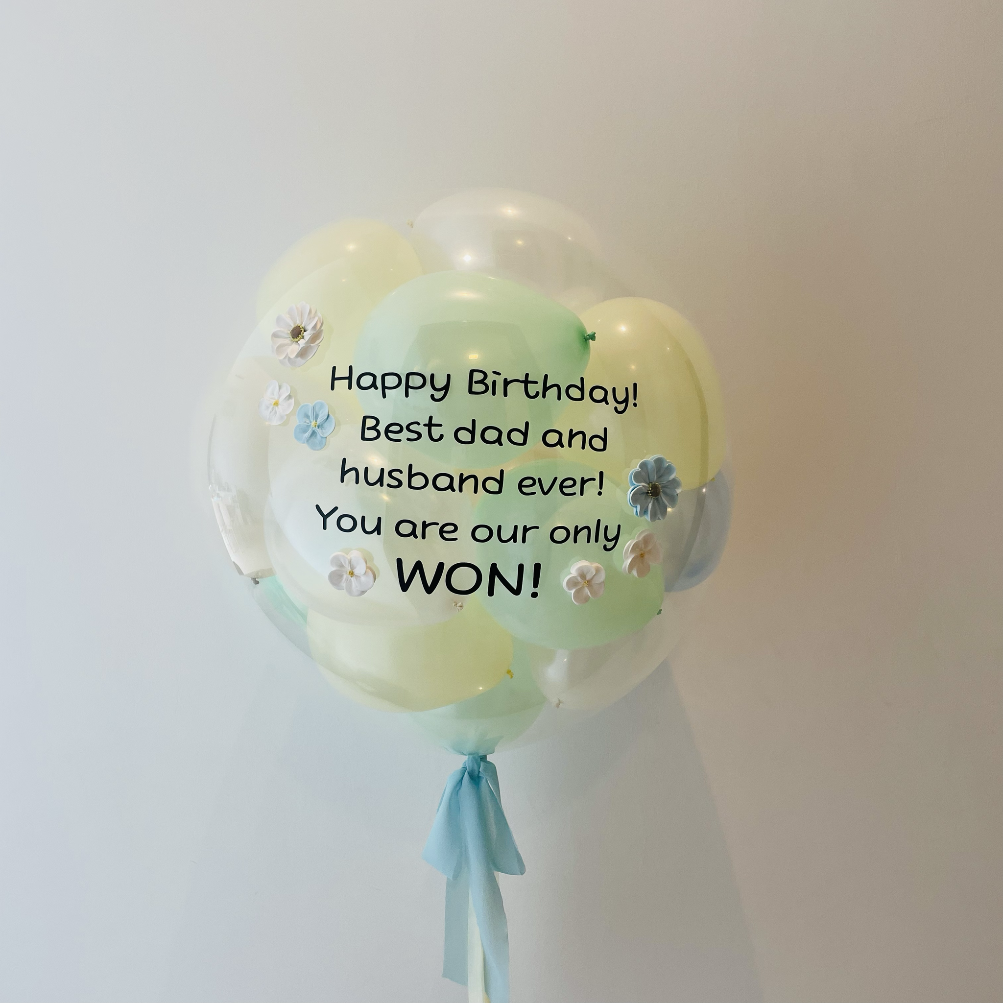 24" Mini bubble balloon with Clay flower_blue mint_2