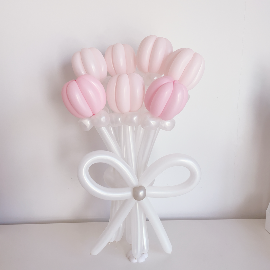 Balloon Flower Stalk Bouquet_tulip_7stalks_pink