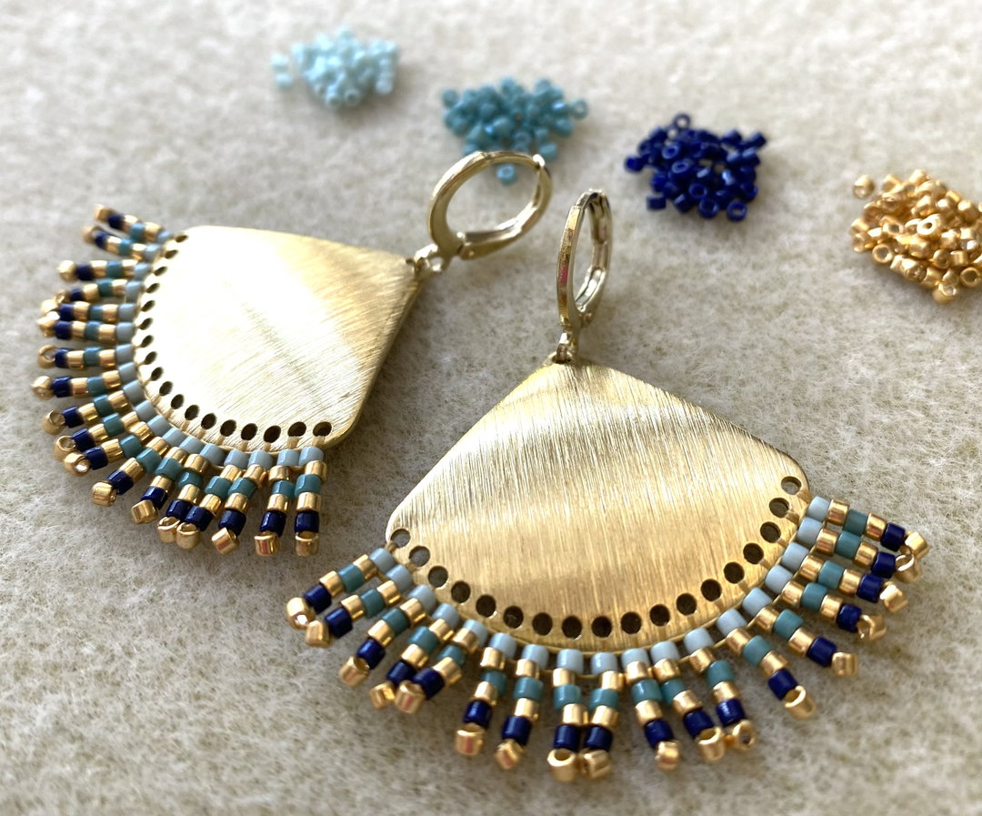 Gold Sunray Earrings - Sky