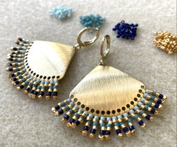 Gold Sunray Earrings - Sky