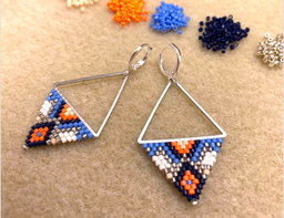Silver Aztec Earrings - Flamingo