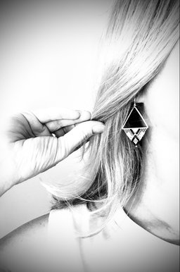 Silver Aztec Earrings - Denim Rose