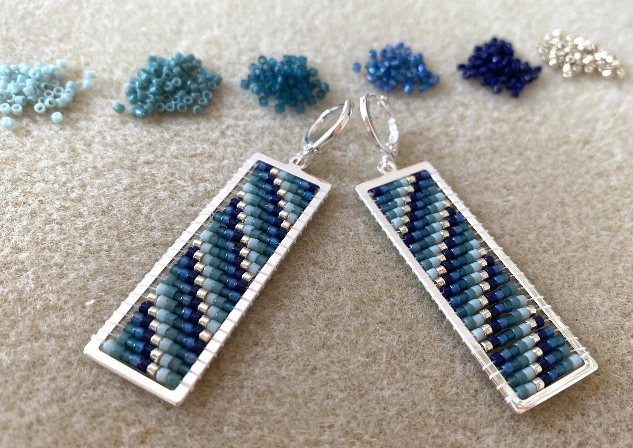 Silver Abacus Earrings - Azure Waves_0