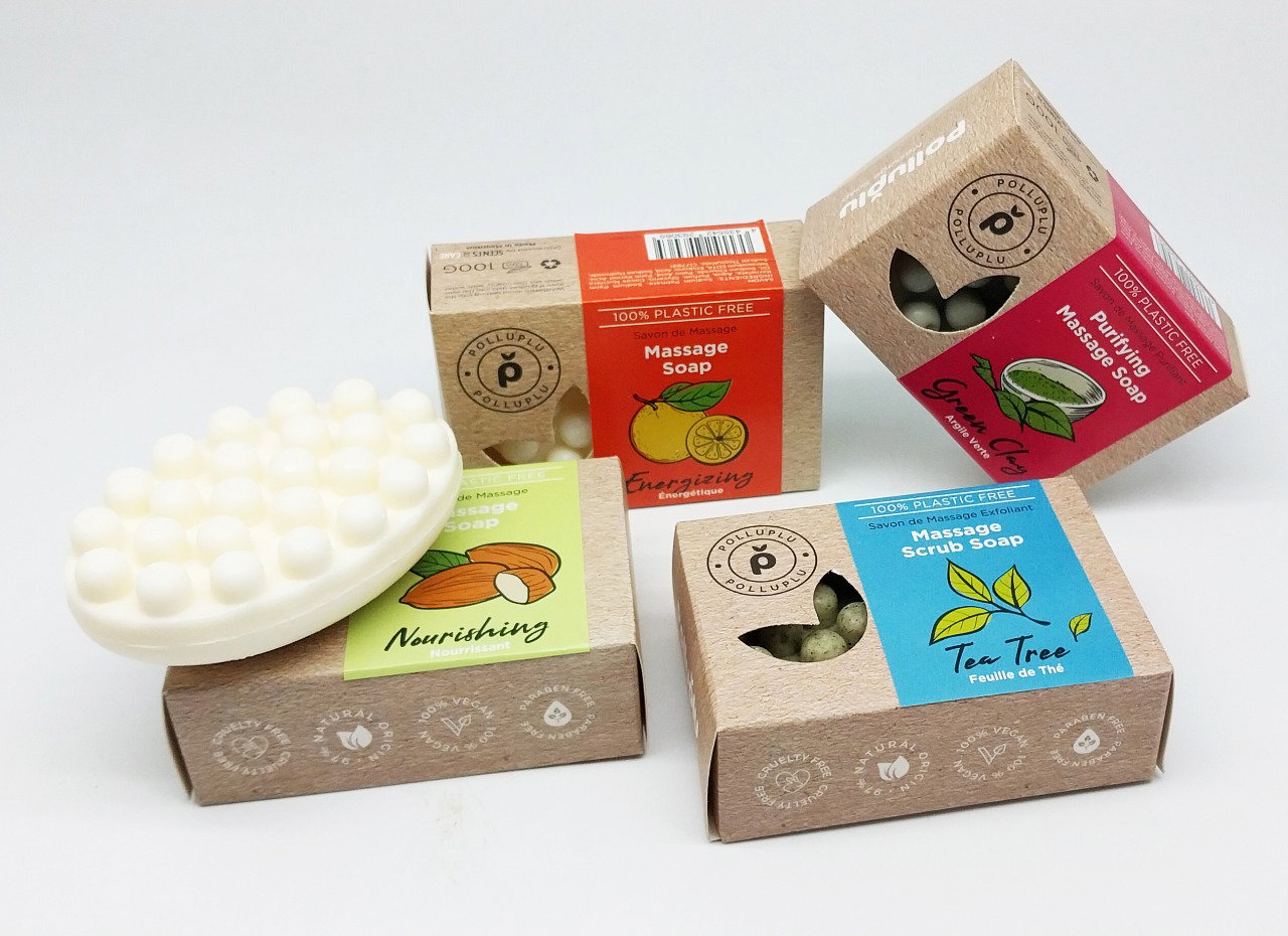 POLLUPLU Eco MASSAGE SOAP - Multi Pack 4 Flavors