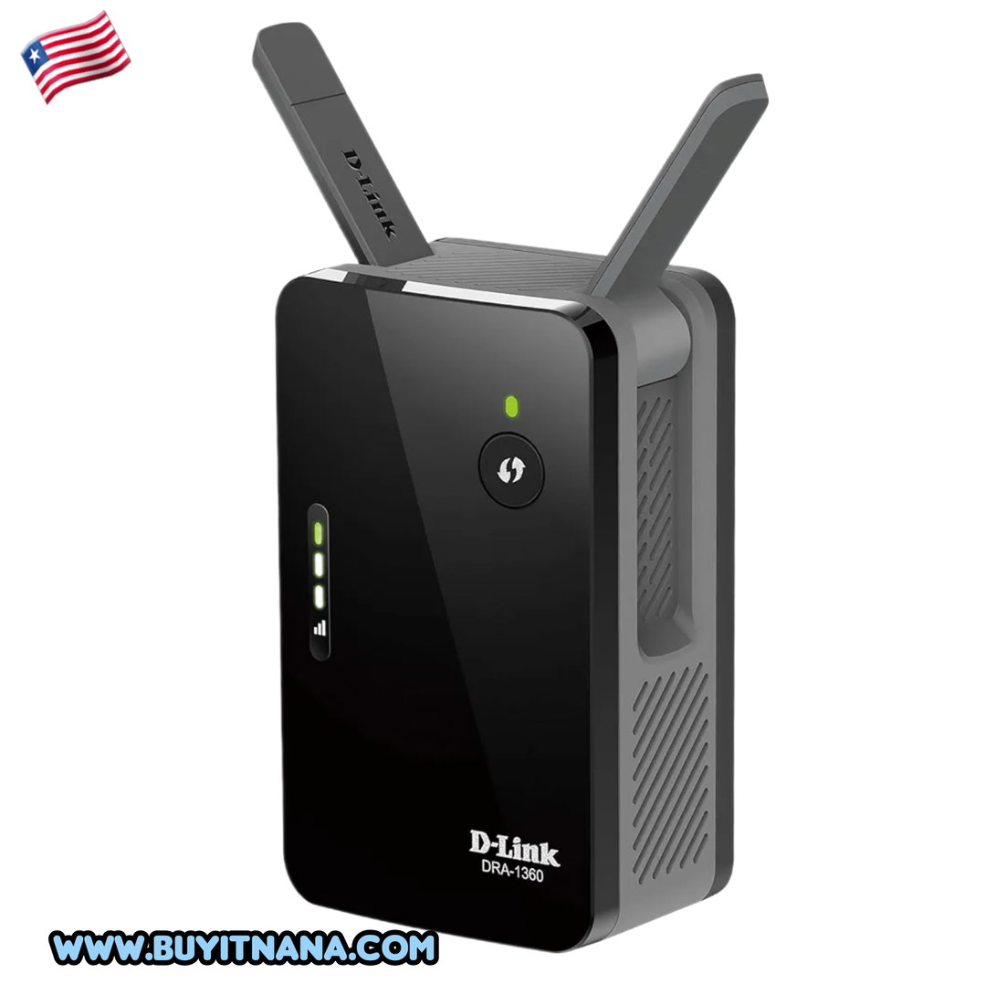 D-Link DRA-1360 Wireless AC 1300 Wave2 MU-MIMO Dual Band AC Range Extender, Wi-Fi Mesh, wall plug design, 2 external antennas, 1 x Gigabit LAN, Wi-Fi App Management, FOTA