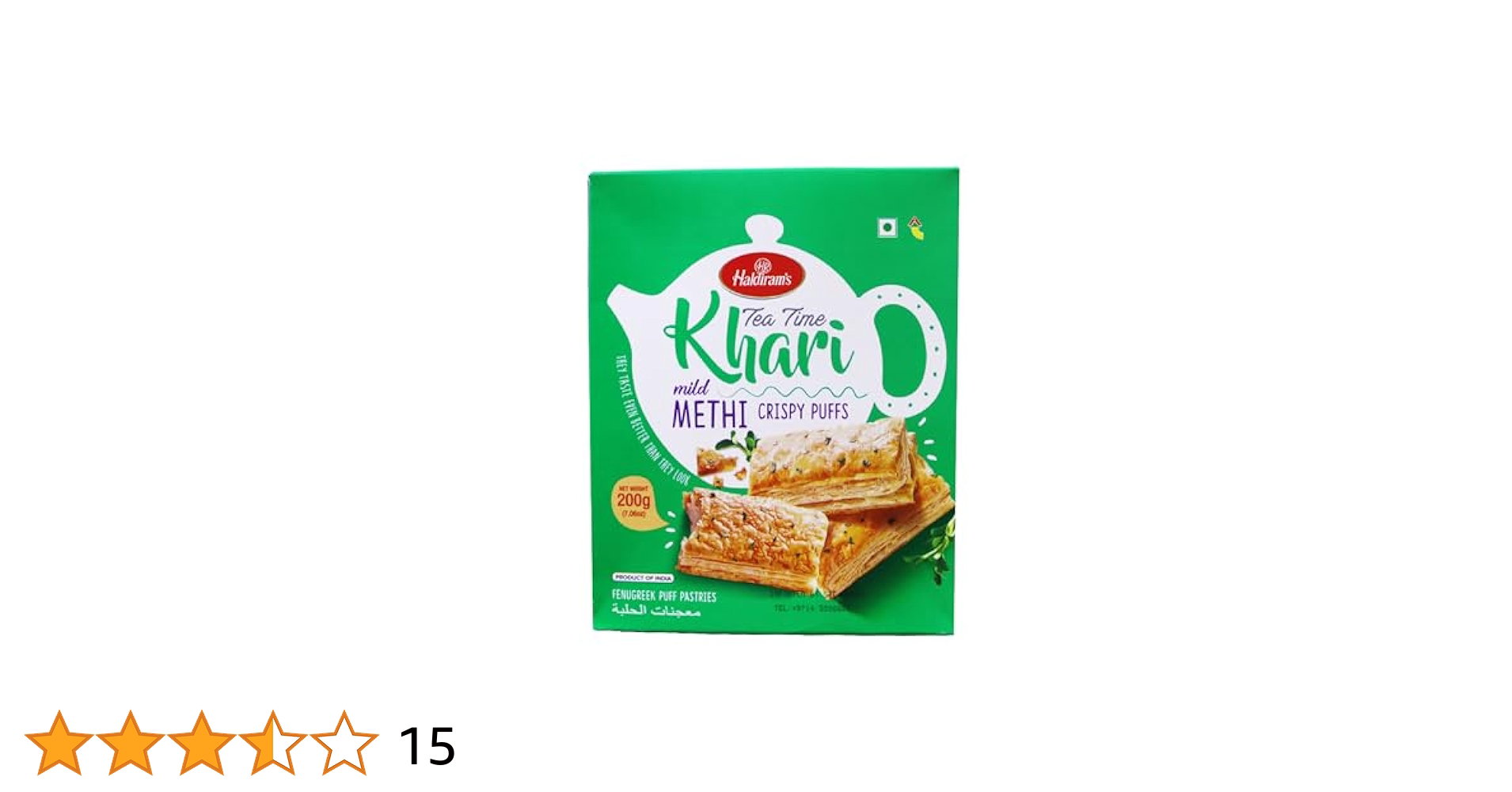 Haldiram's Tea Time Khari - Mild Methi Crispy Puffs 200g_0