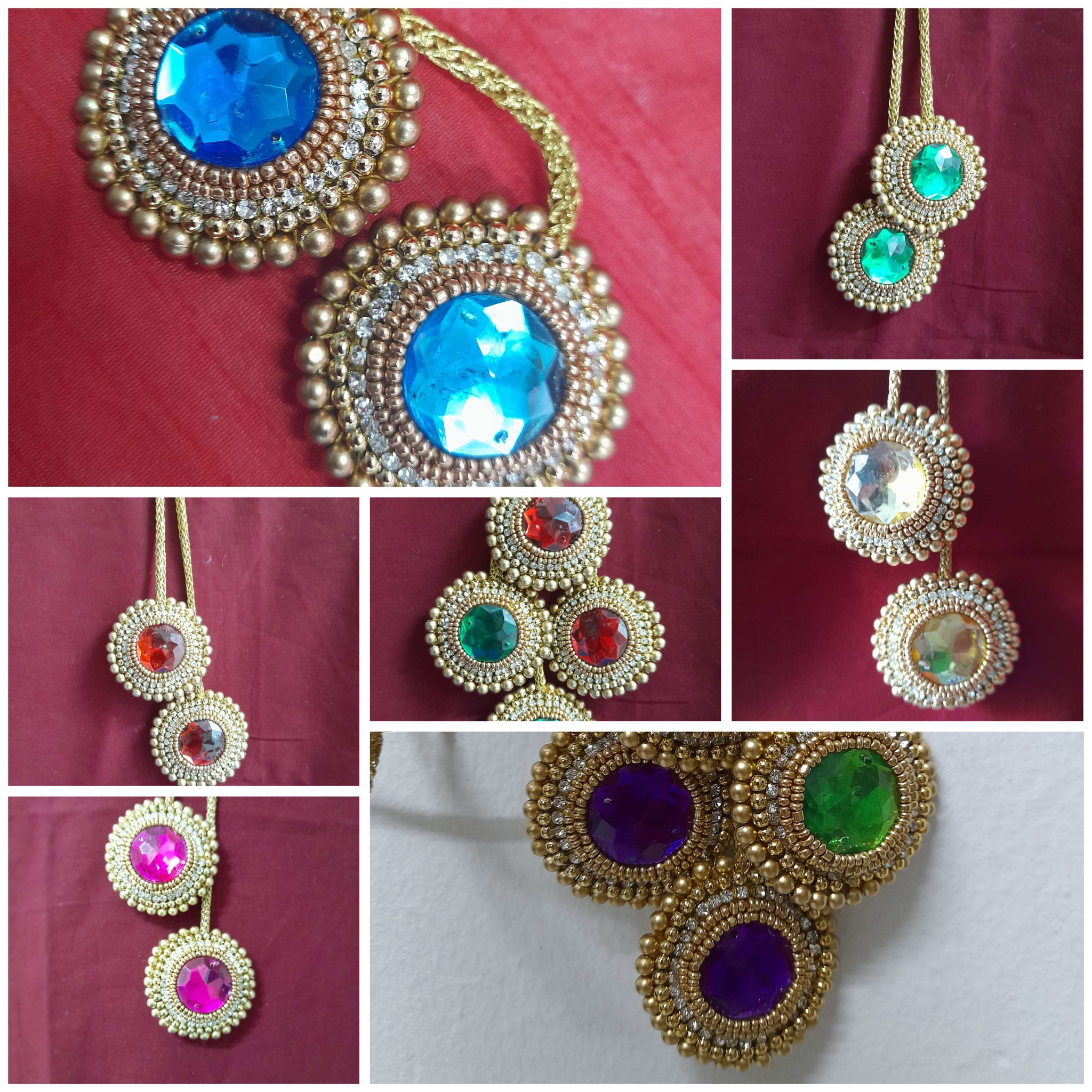 Round Aari colour latkan design  L002C_0