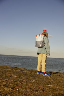 Zissou blue colourblock backpack - large