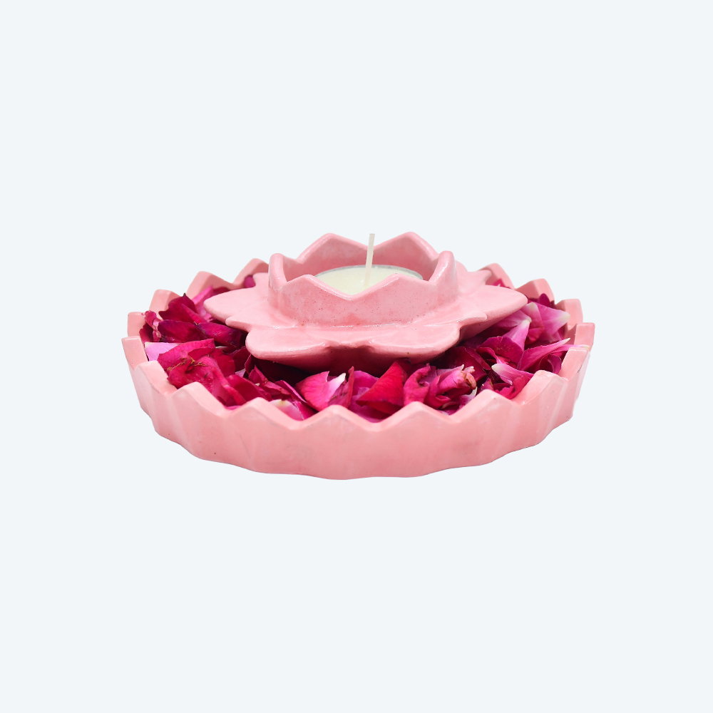 Petal Radiance Candle Stand with Tray_0