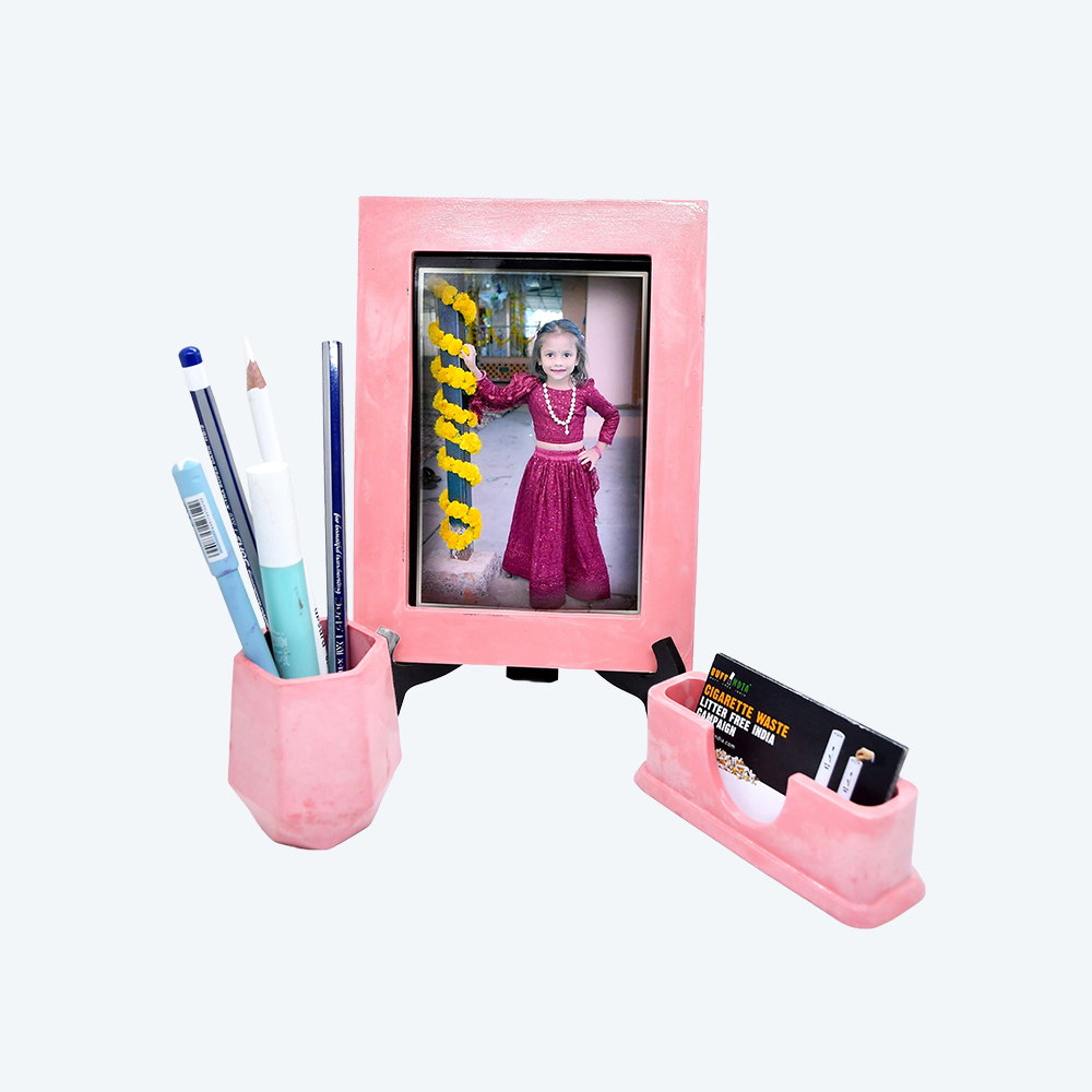 Sophisticated Office Trio (Pen Stand, Visiting Card Holder and Desk Photo Frame