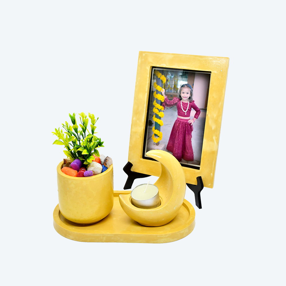 Moonlit Moments Kit [DIY Planter Kit (Oval), Moon Shape Candle Stand and Desk Photoframe] _2
