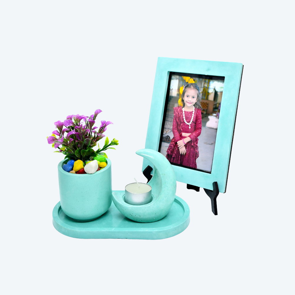 Moonlit Moments Kit [DIY Planter Kit (Oval), Moon Shape Candle Stand and Desk Photoframe] _3