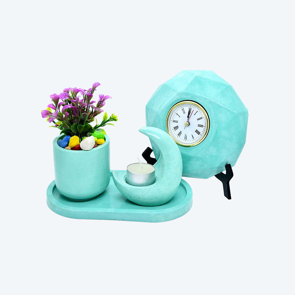 Moonlight Harmony Trio [DIY Planter Kit (Oval), Moon Shape Candle Stand and Desk Clock] _1