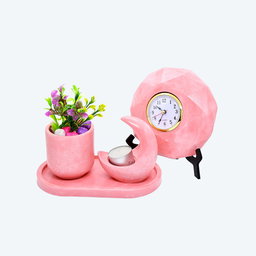 Moonlight Harmony Trio [DIY Planter Kit (Oval), Moon Shape Candle Stand and Desk Clock] 