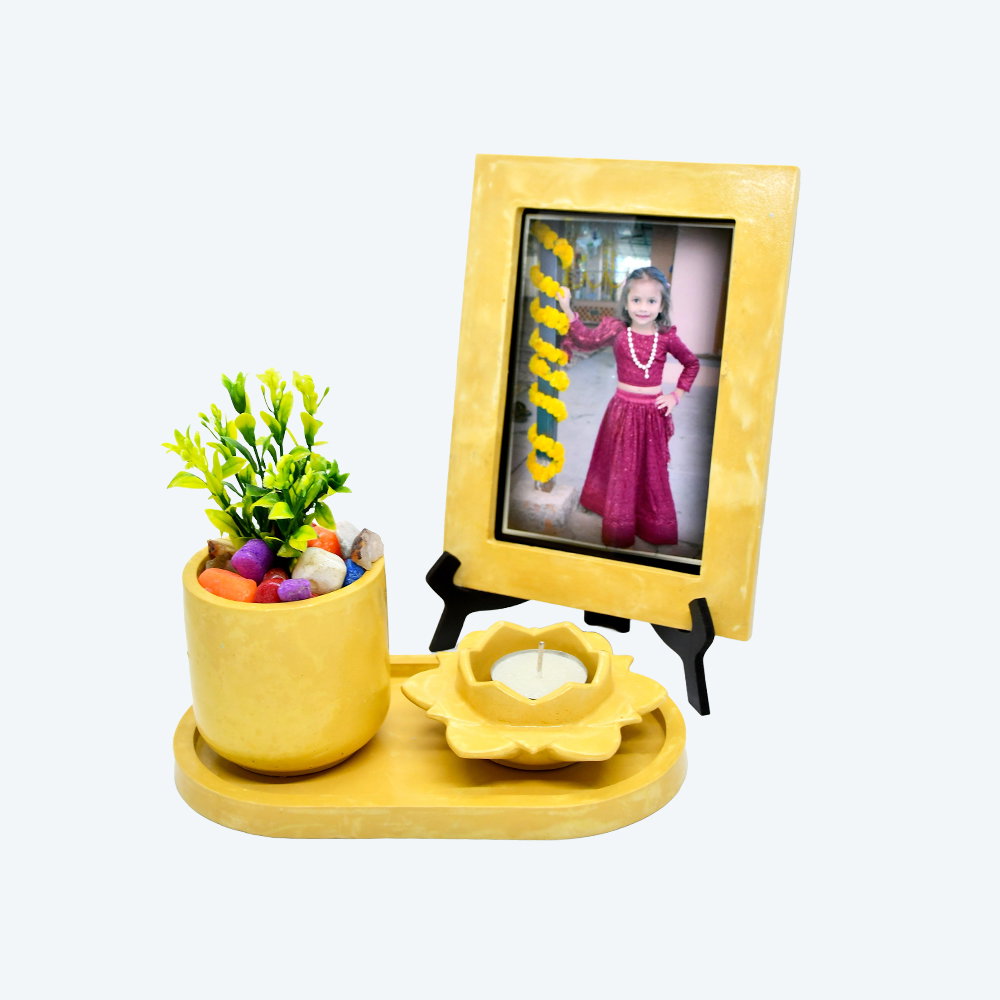 Floral Harmony Kit [DIY Planter Kit (Oval), Flower Shape Candle Stand and Desk Photoframe] _2