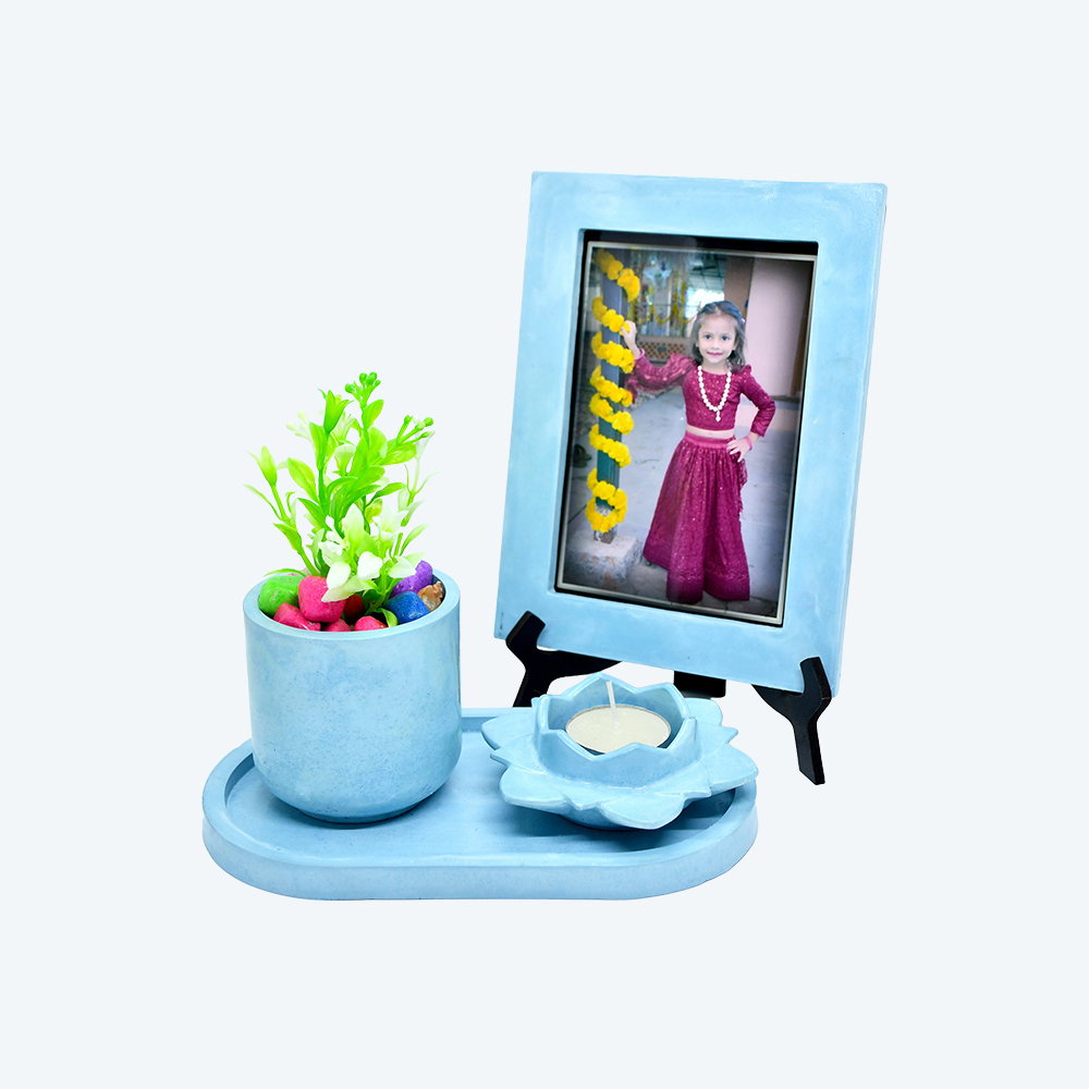 Floral Harmony Kit [DIY Planter Kit (Oval), Flower Shape Candle Stand and Desk Photoframe] _1