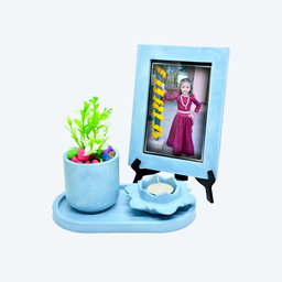 Floral Harmony Kit [DIY Planter Kit (Oval), Flower Shape Candle Stand and Desk Photoframe] 