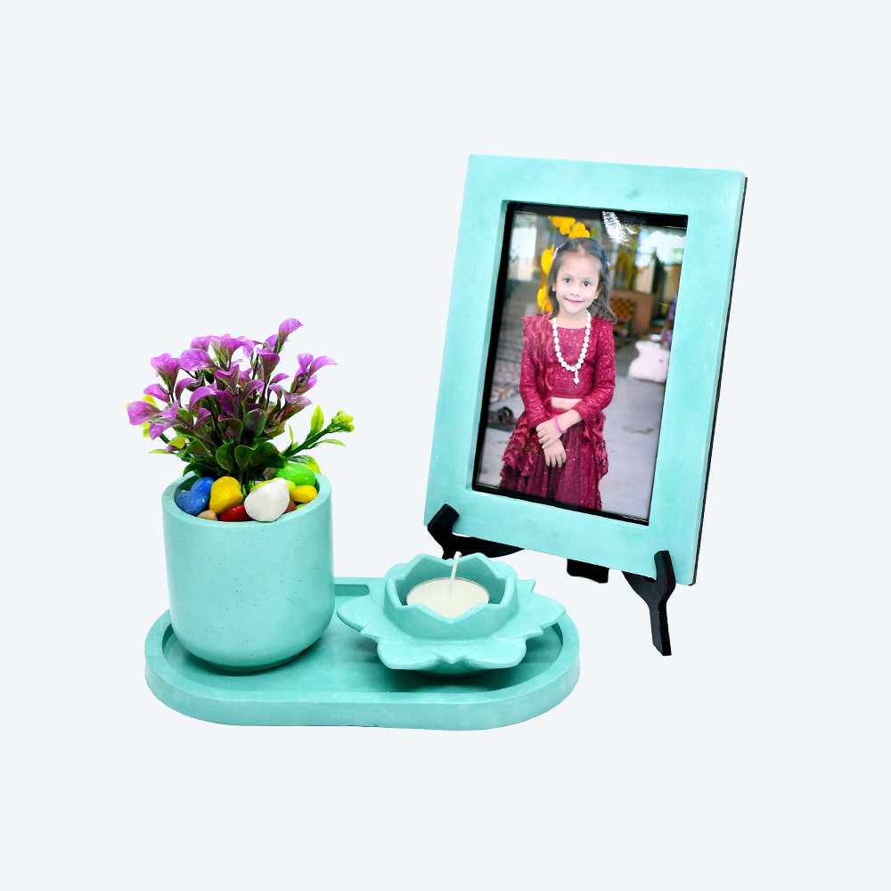 Floral Harmony Kit [DIY Planter Kit (Oval), Flower Shape Candle Stand and Desk Photoframe] _3