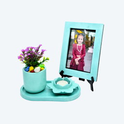 Floral Harmony Kit [DIY Planter Kit (Oval), Flower Shape Candle Stand and Desk Photoframe] 