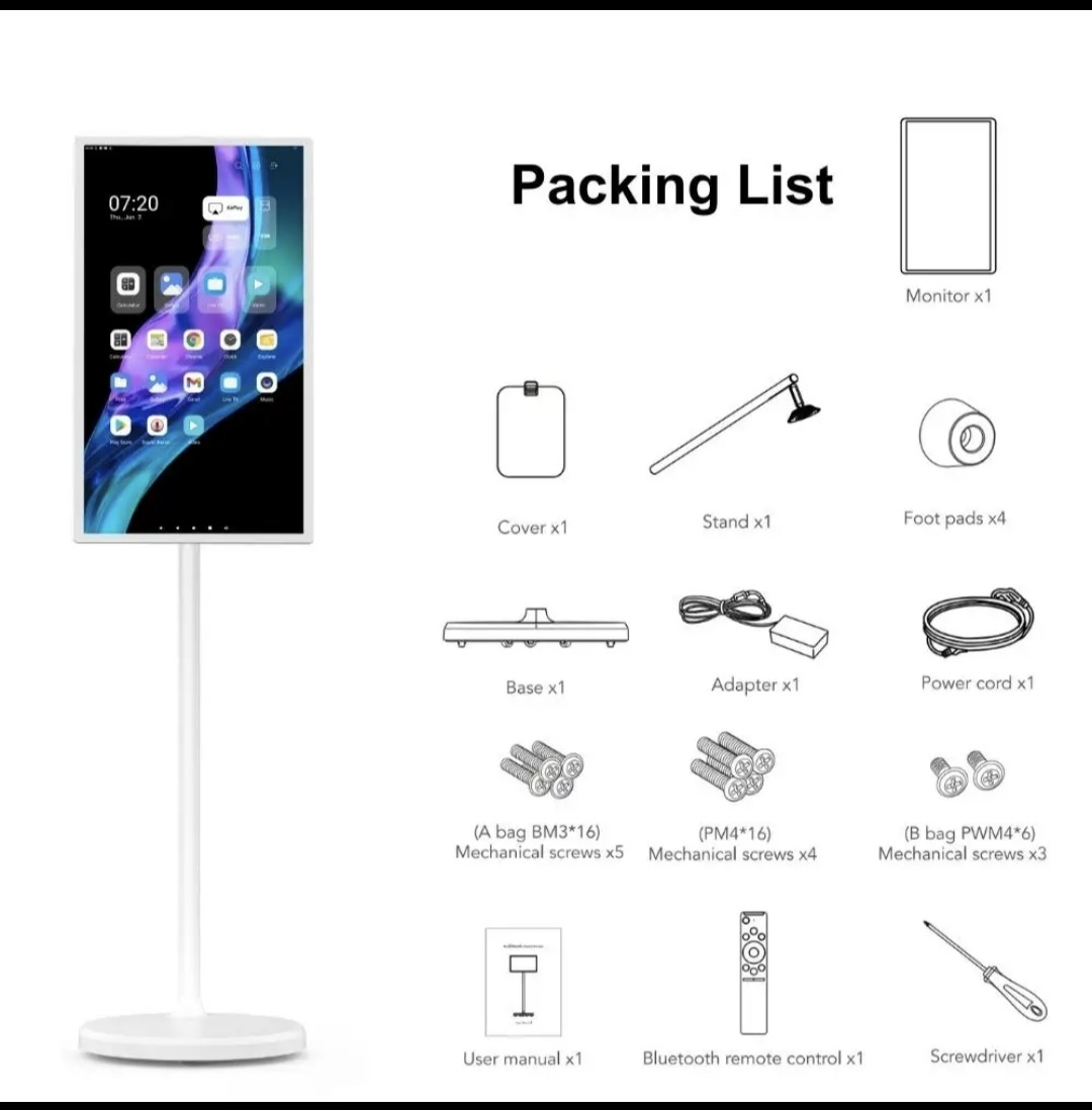 24 inch Smart Interactive Mobile Screen,1080 x 1920 IPS Swivel Screen,10000mAh Battery_2
